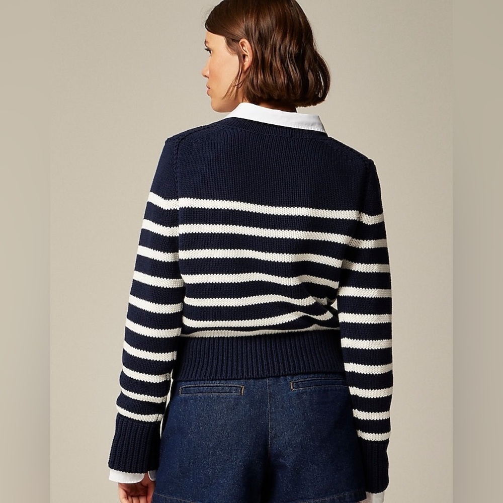 J. Crew Navy and White Striped Crewneck Sweater - Picture 5 of 7